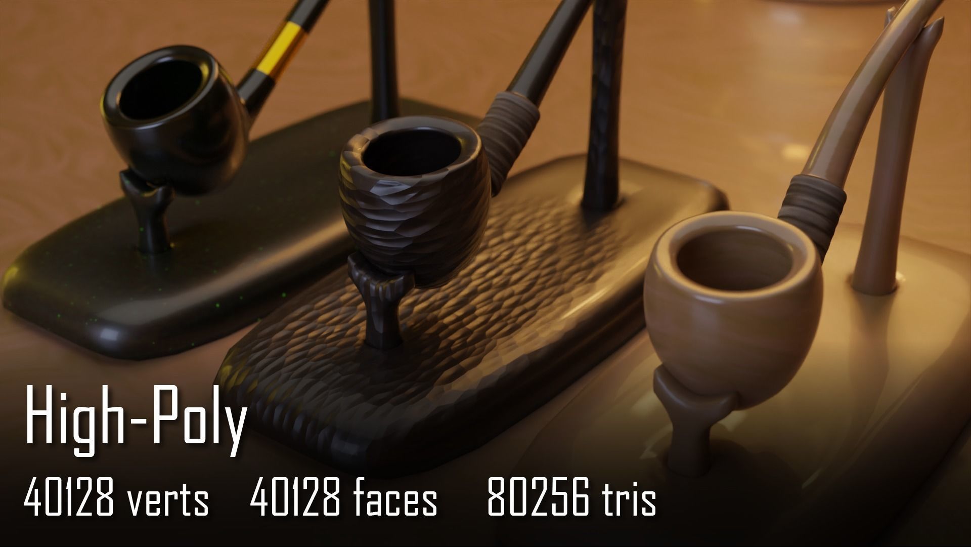 Hobbit Smoking Pipe Collection Low-poly 3D model_18