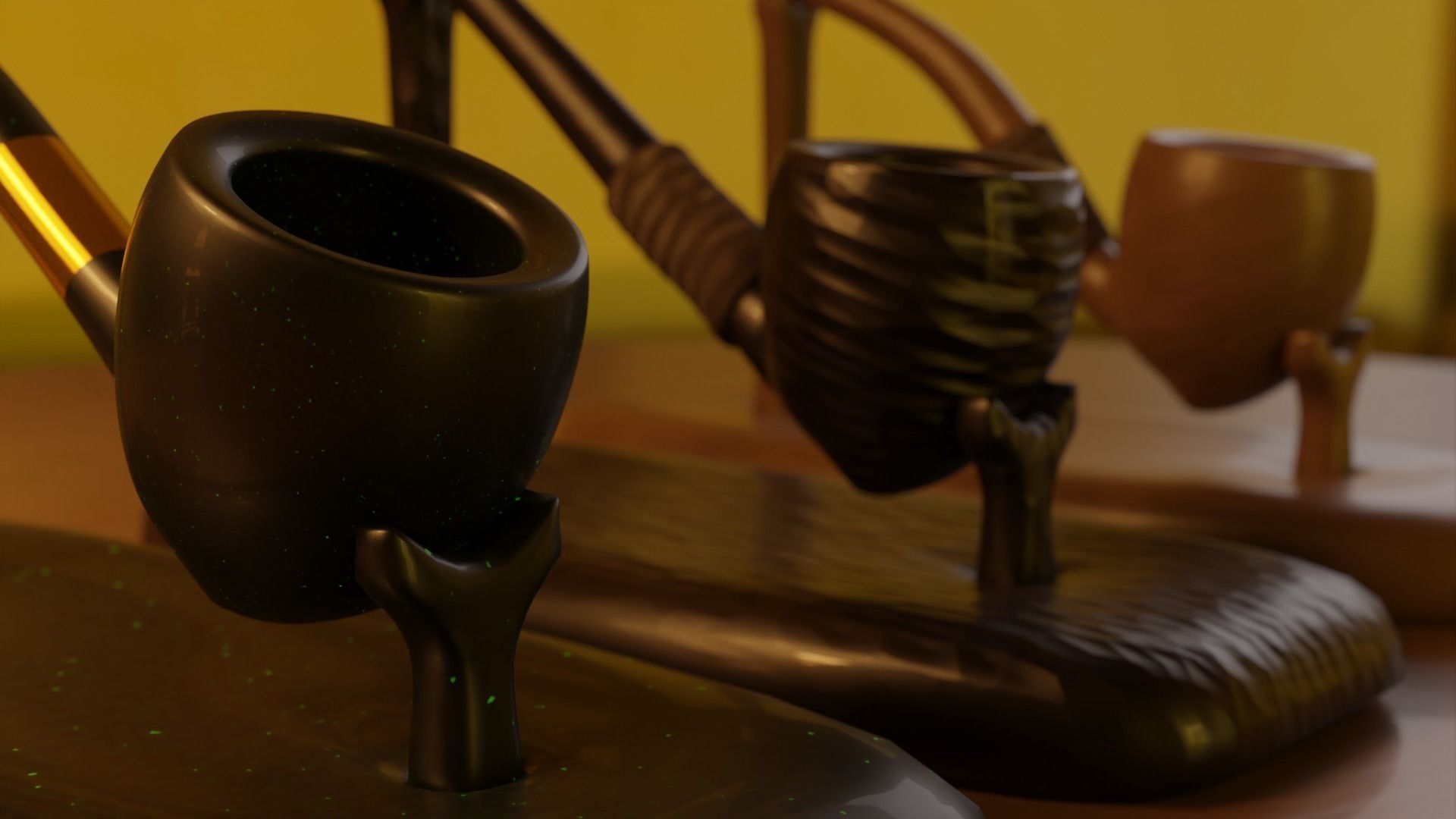 Hobbit Smoking Pipe Collection Low-poly 3D model_9