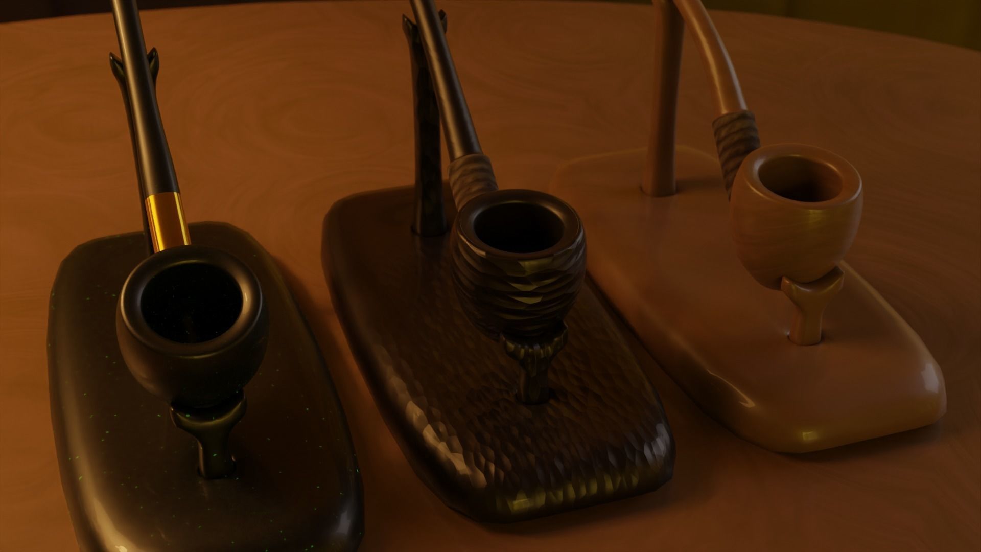 Hobbit Smoking Pipe Collection Low-poly 3D model_6