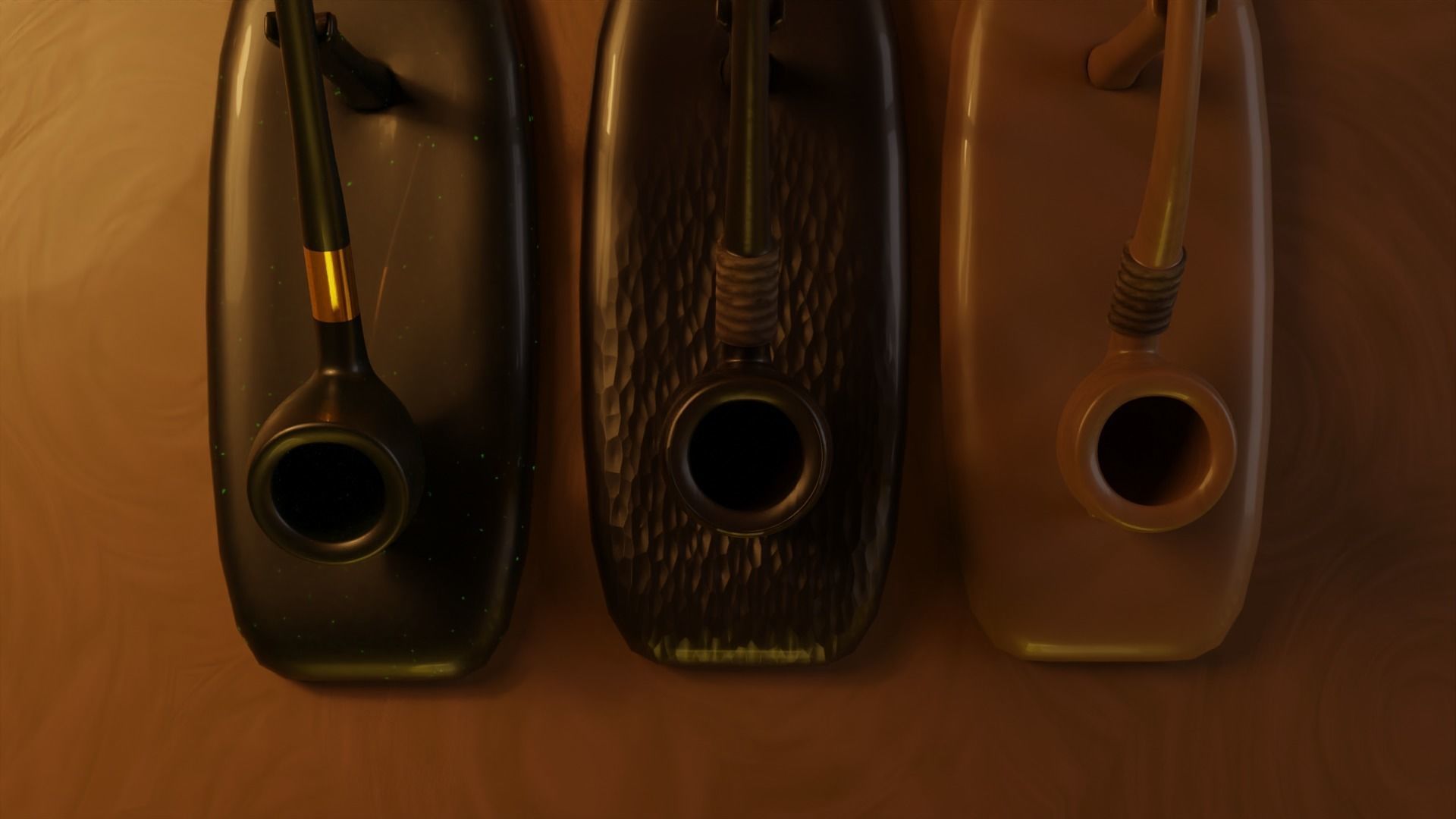 Hobbit Smoking Pipe Collection Low-poly 3D model_7