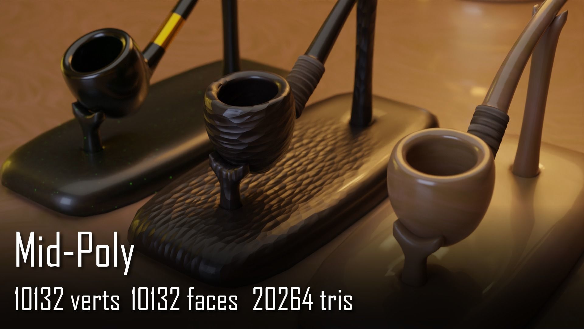 Hobbit Smoking Pipe Collection Low-poly 3D model_16