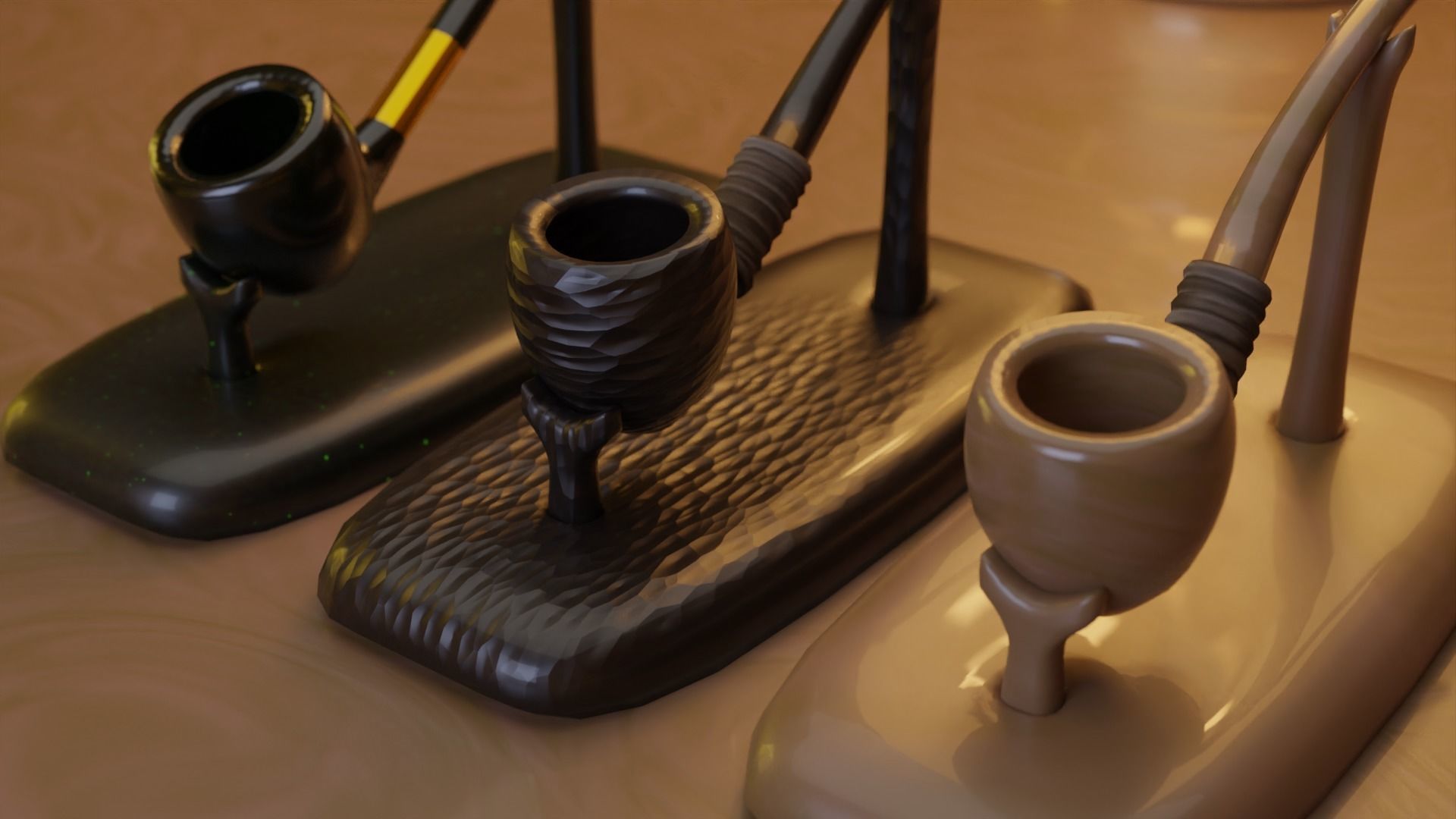 Hobbit Smoking Pipe Collection Low-poly 3D model_15