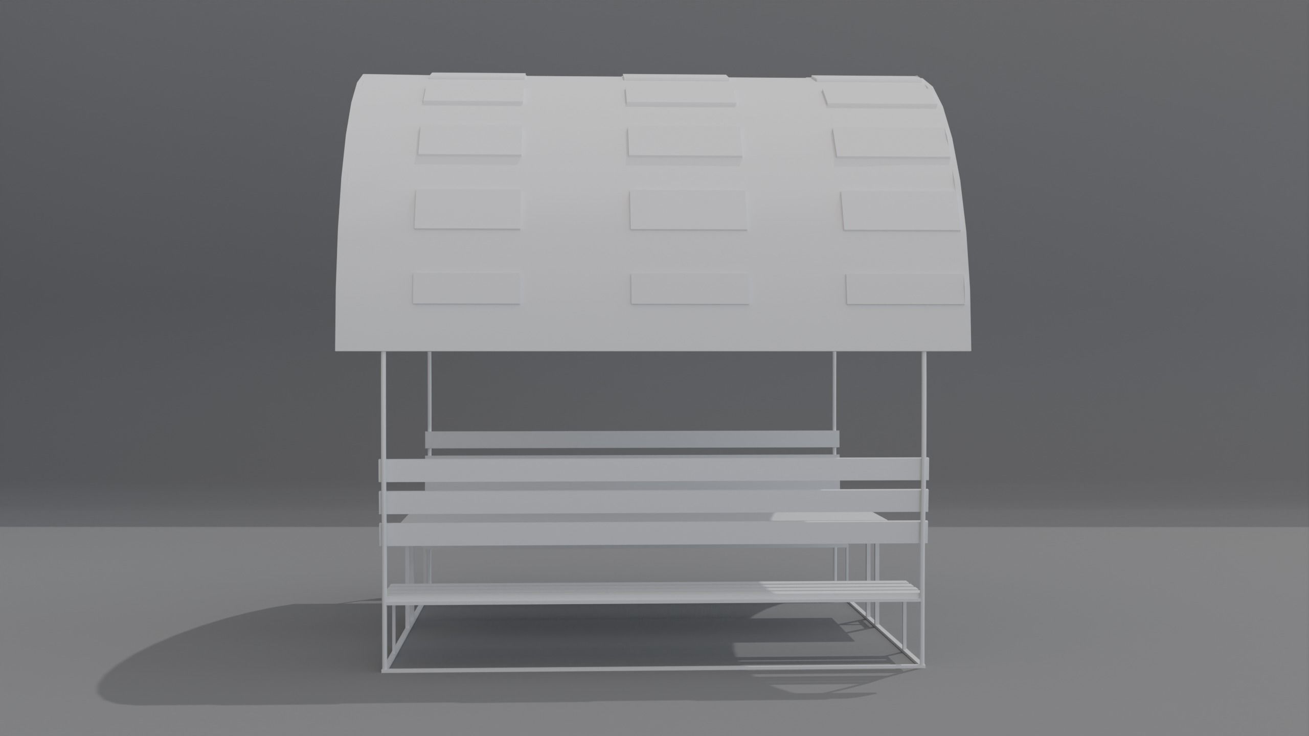 Pergola wooden bench with roof Low-poly 3D model_10