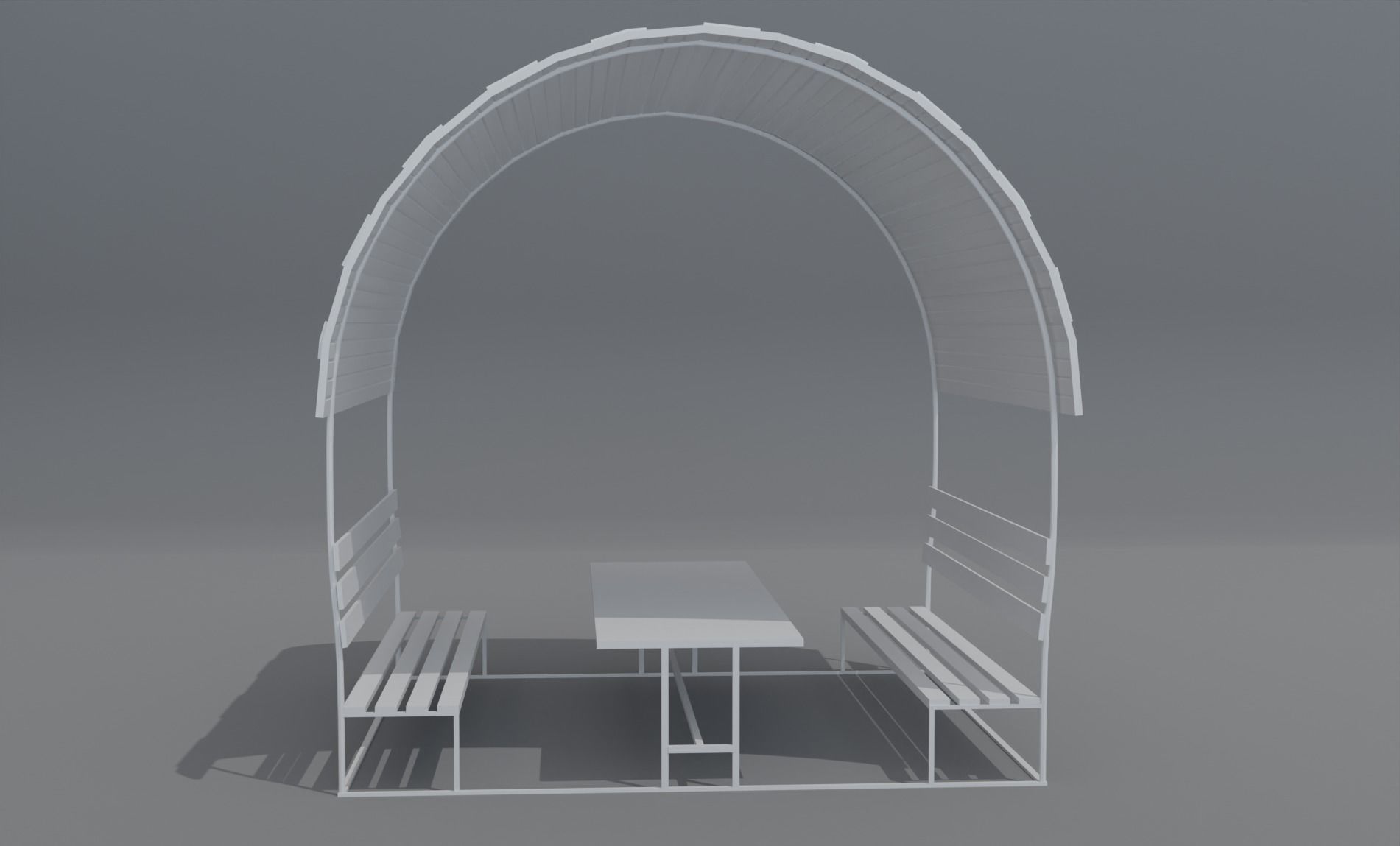 Pergola wooden bench with roof Low-poly 3D model_8
