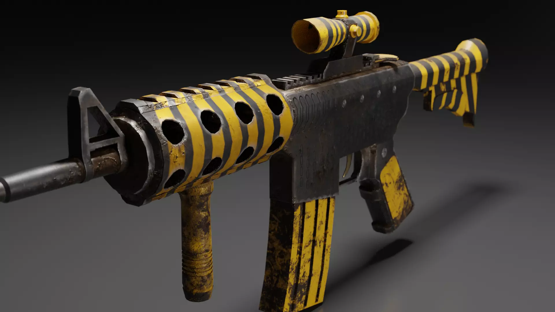 riflem4 gun with stripes Free low-poly 3D model