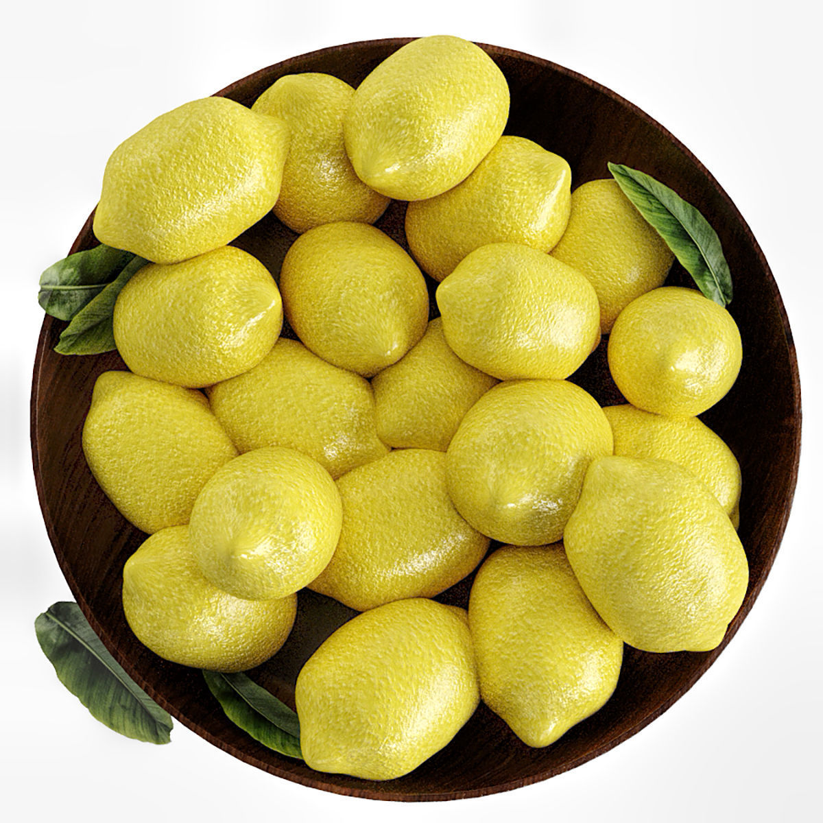 limon 1 lemons in wooden bowl Low-poly 3D model_1