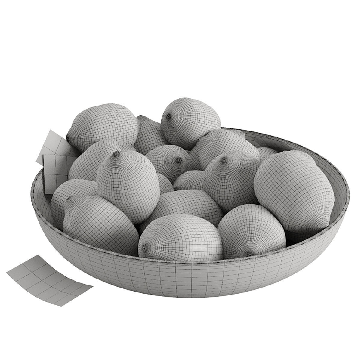 limon 1 lemons in wooden bowl Low-poly 3D model_3