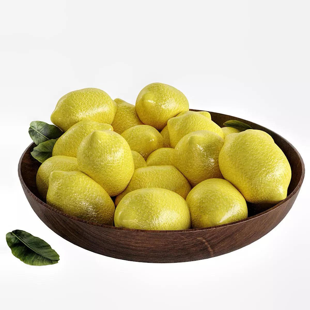 limon 1 lemons in wooden bowl Low-poly 3D model_0