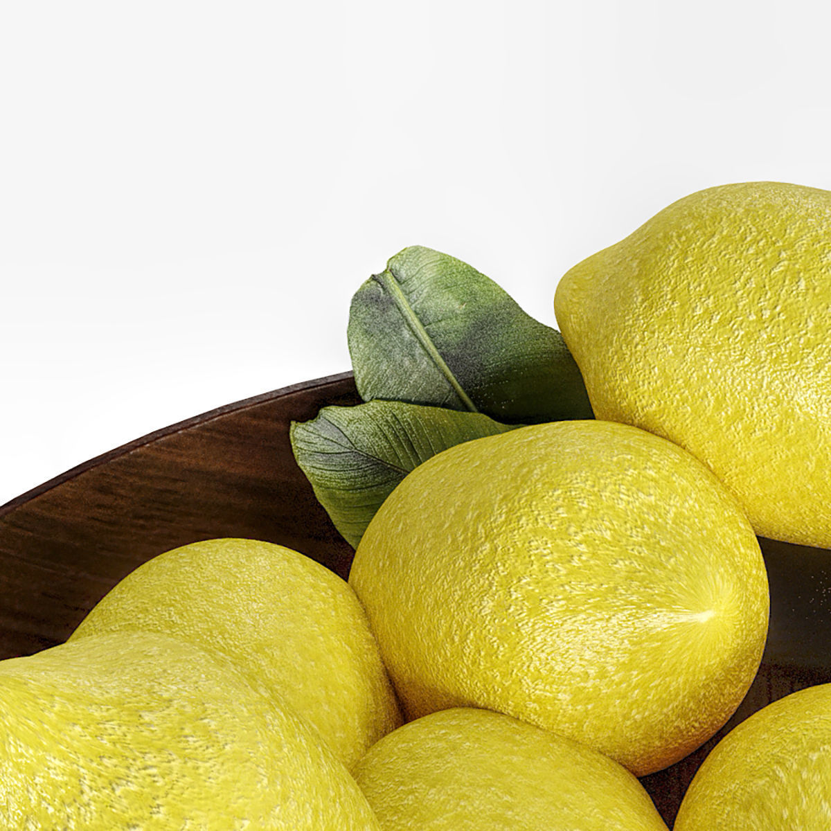 limon 1 lemons in wooden bowl Low-poly 3D model_2
