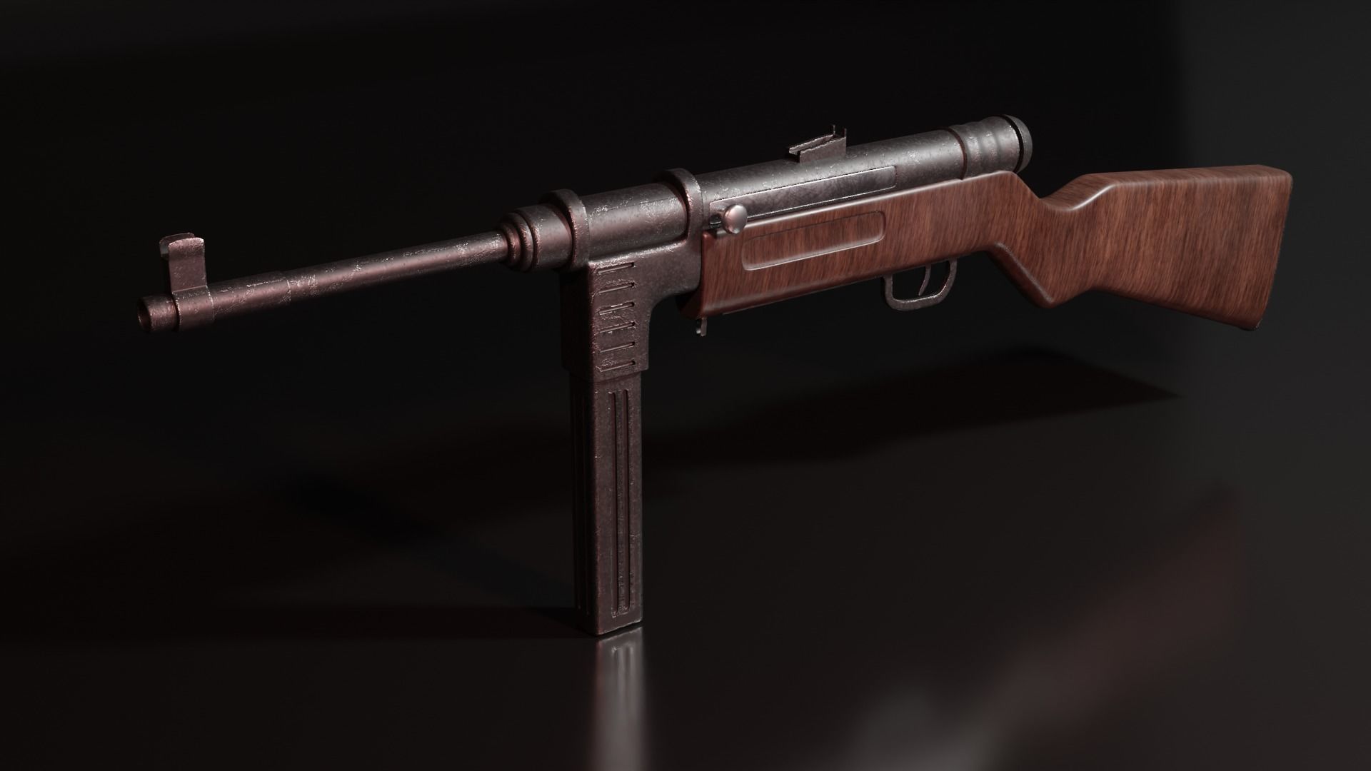 mp40gun wooden gun 3D model_2