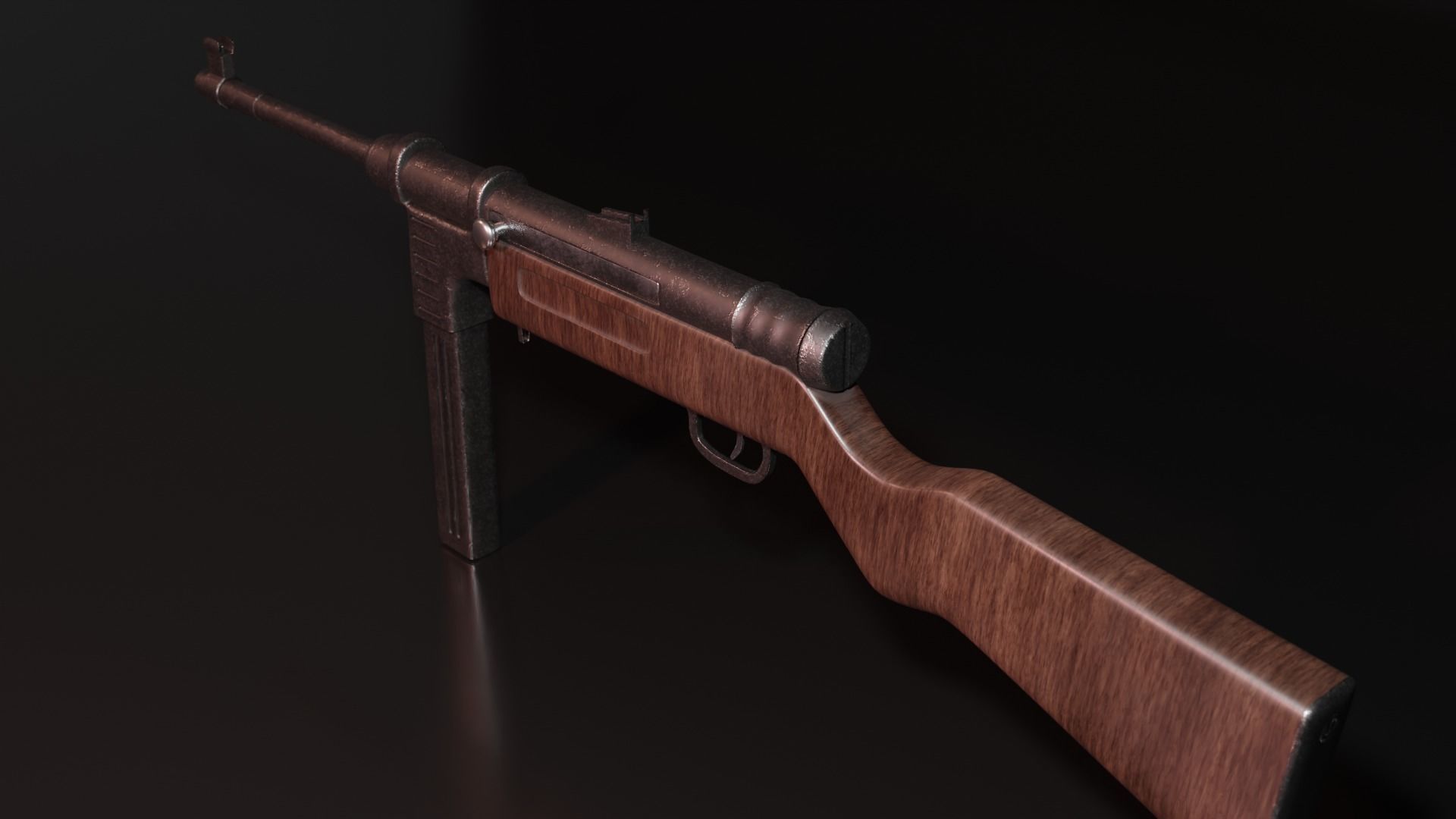 mp40gun wooden gun 3D model_3