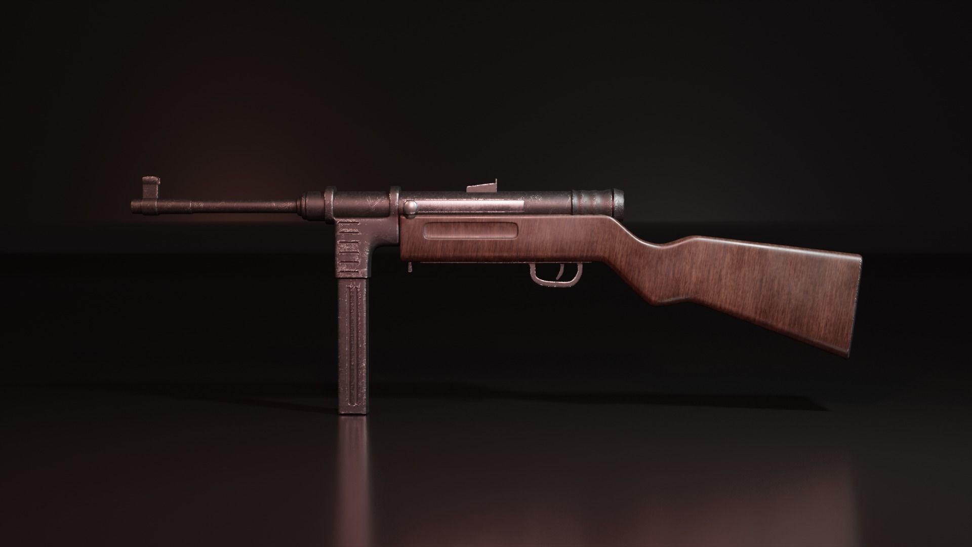 mp40gun wooden gun 3D model_1