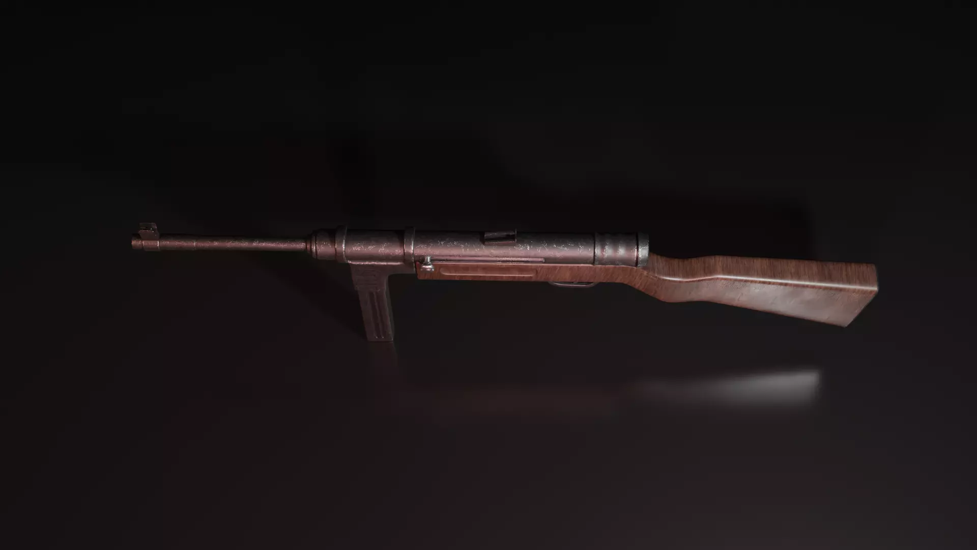 mp40gun wooden gun 3D model_0