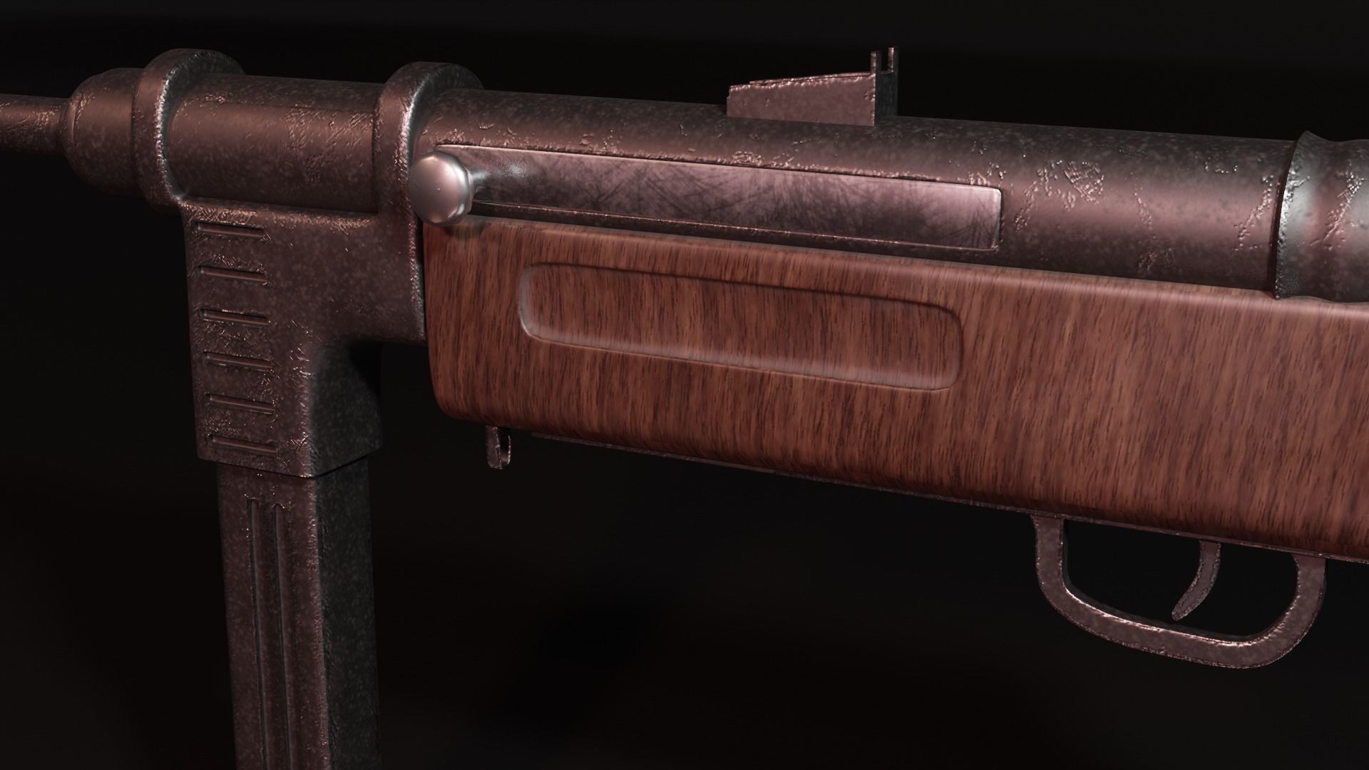 mp40gun wooden gun 3D model_4