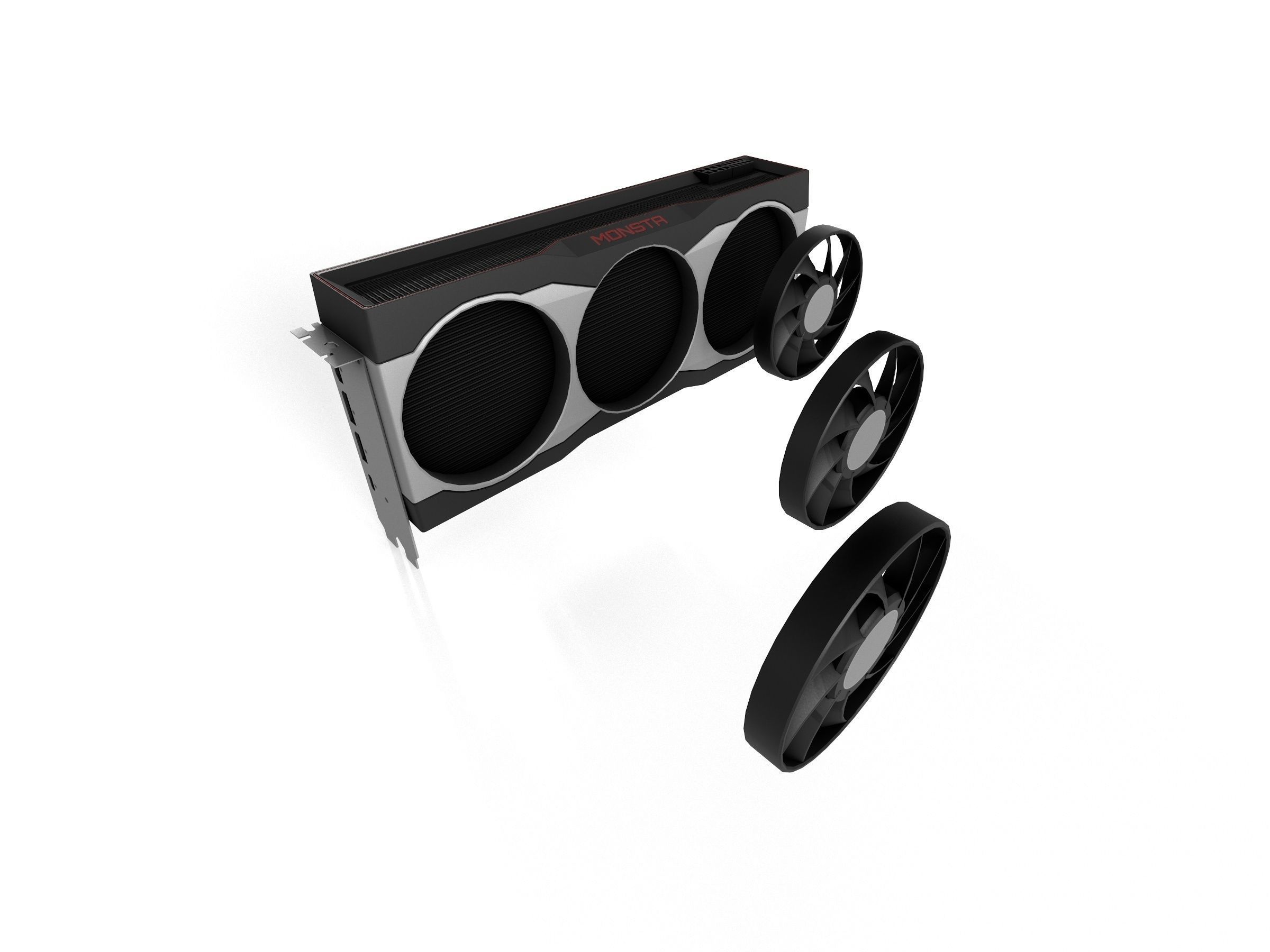 AMD RX 6900XT GPU Low-poly 3D model_9