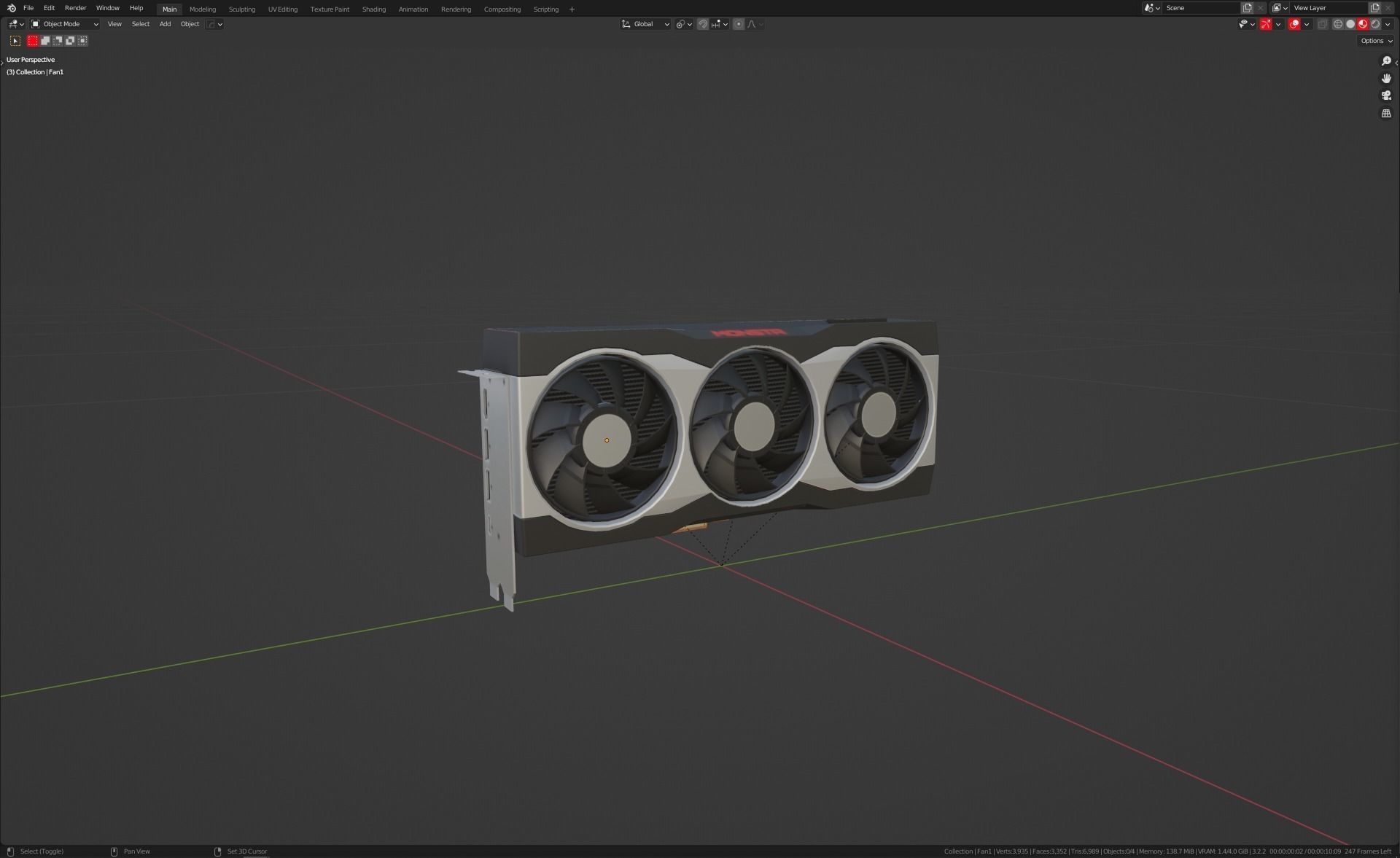 AMD RX 6900XT GPU Low-poly 3D model_14