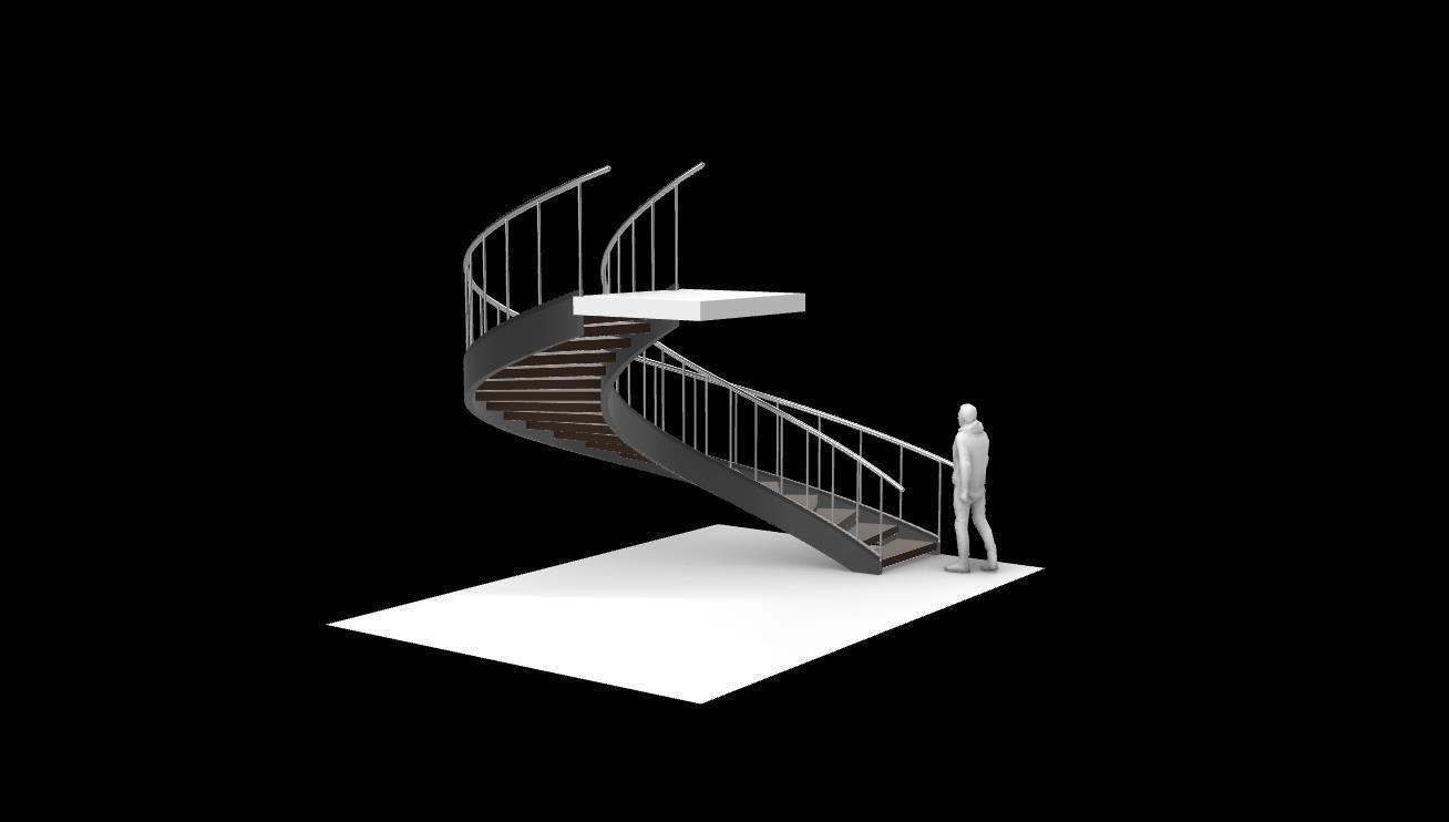 Spiral Staircase v5 Architectural Stairs 180 3D model_12