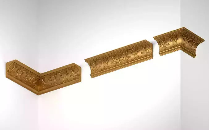 cornice 3D model gold ornate corner molding