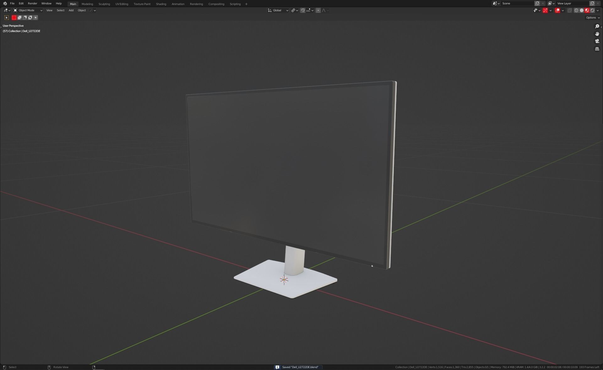 DELL U2722DE Monitor Low-poly 3D model_14