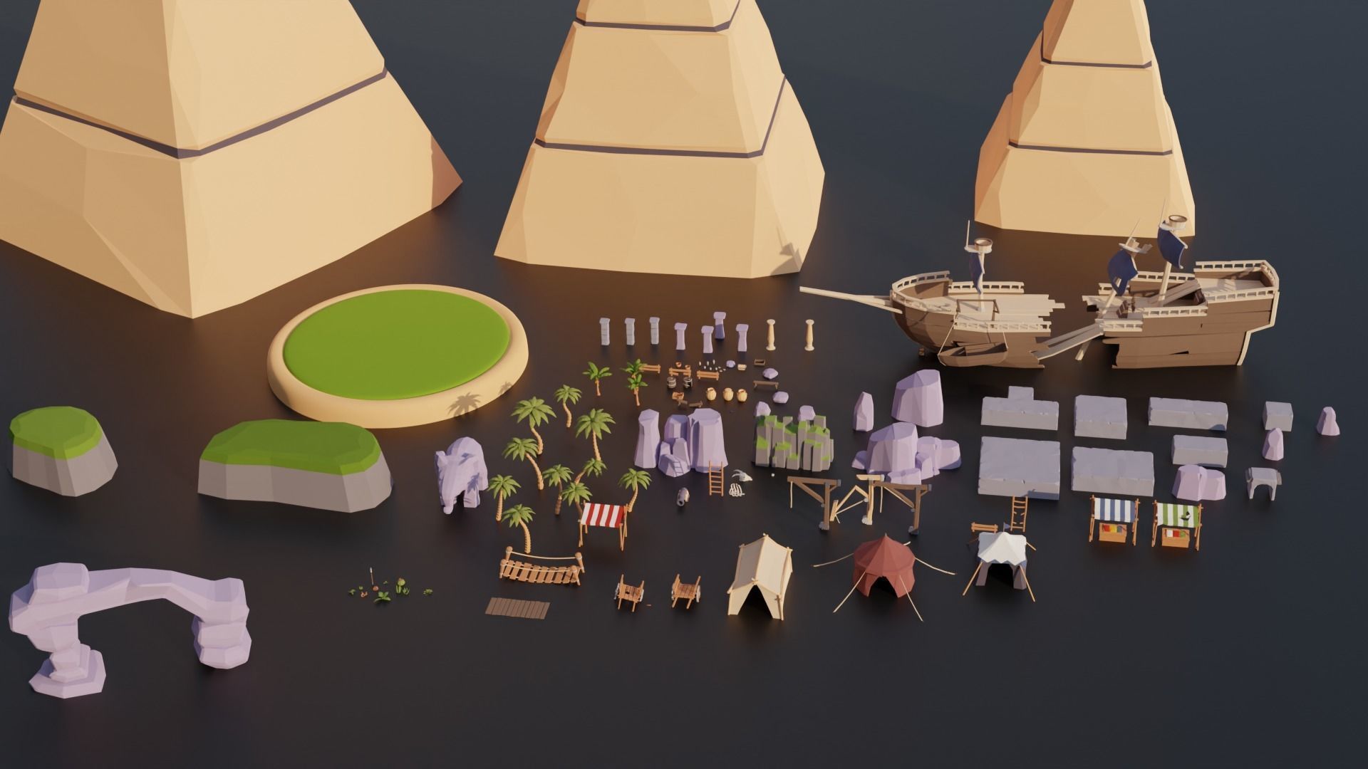 Low Poly Island Mega Pack RG Low-poly 3D model_7
