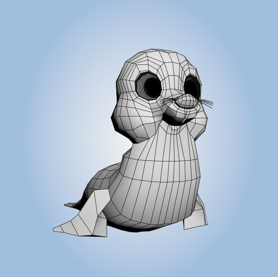 Cartoon Seal 3D model_4
