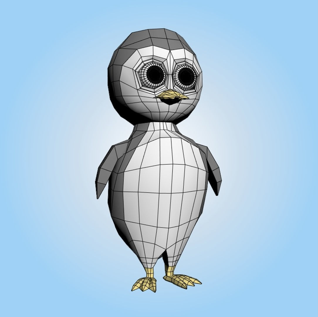 Penguin cartoon 3D model_4