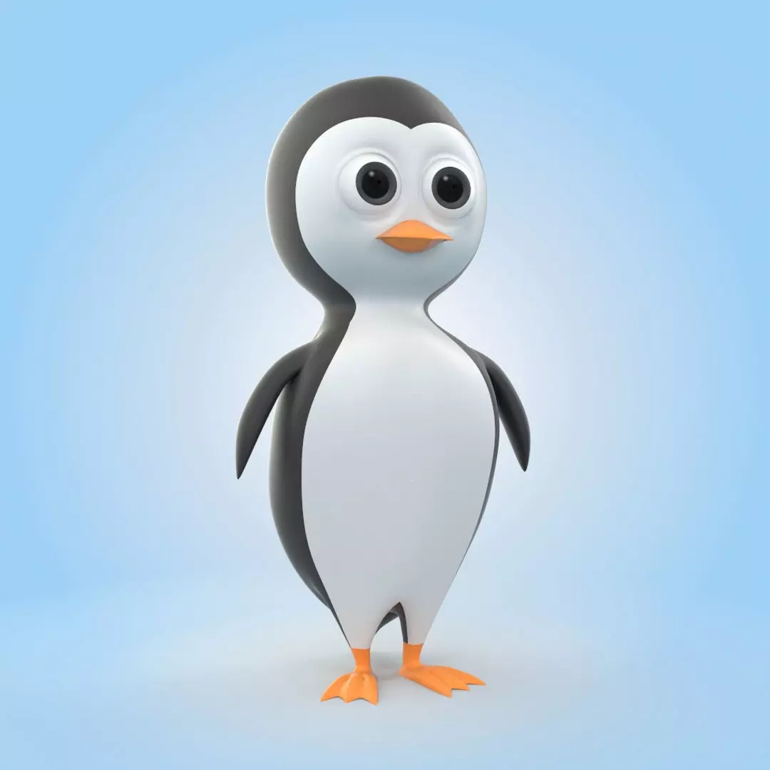 Penguin cartoon 3D model_0