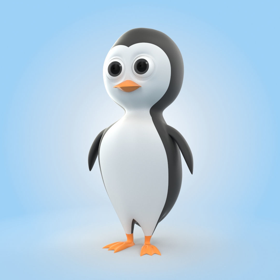 Penguin cartoon 3D model_3