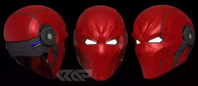 Red Cyber Hood Helmet