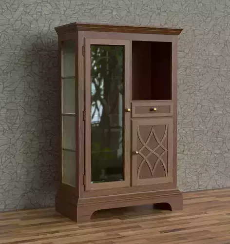 Art Nouveau wooden showcase 3D model