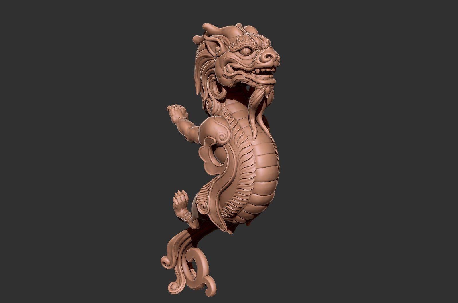 Kirin  mythical beast grip  statue 3D print model_4