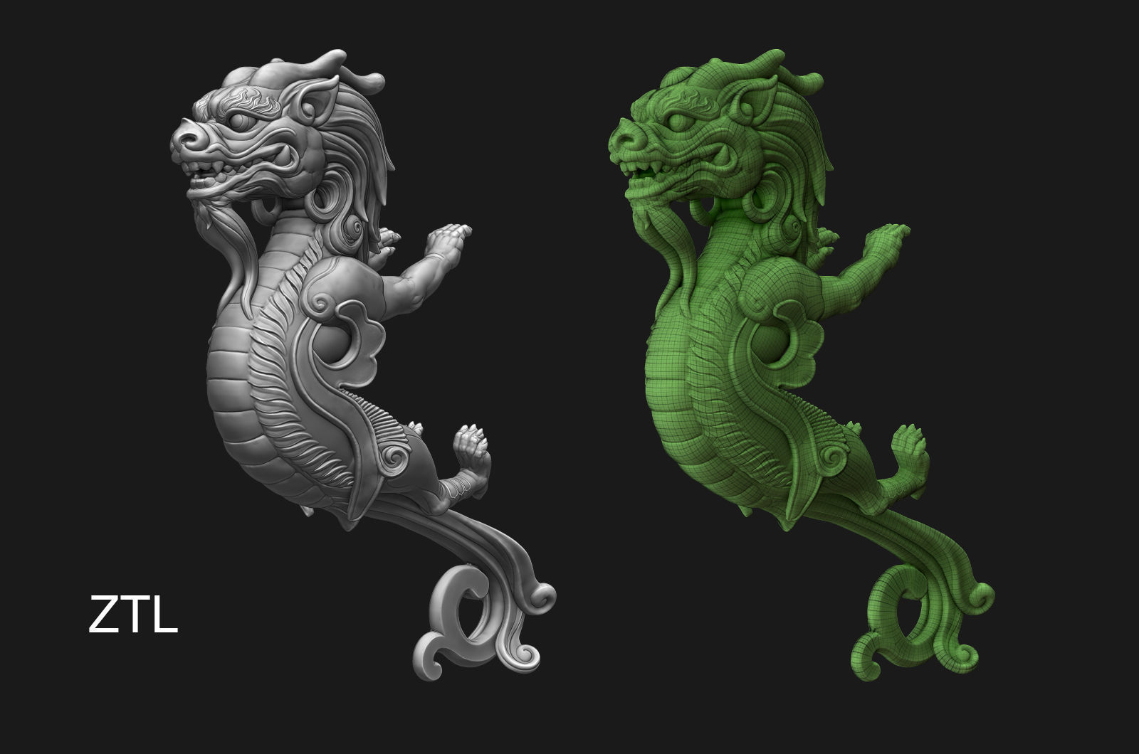 Kirin  mythical beast grip  statue 3D print model_6