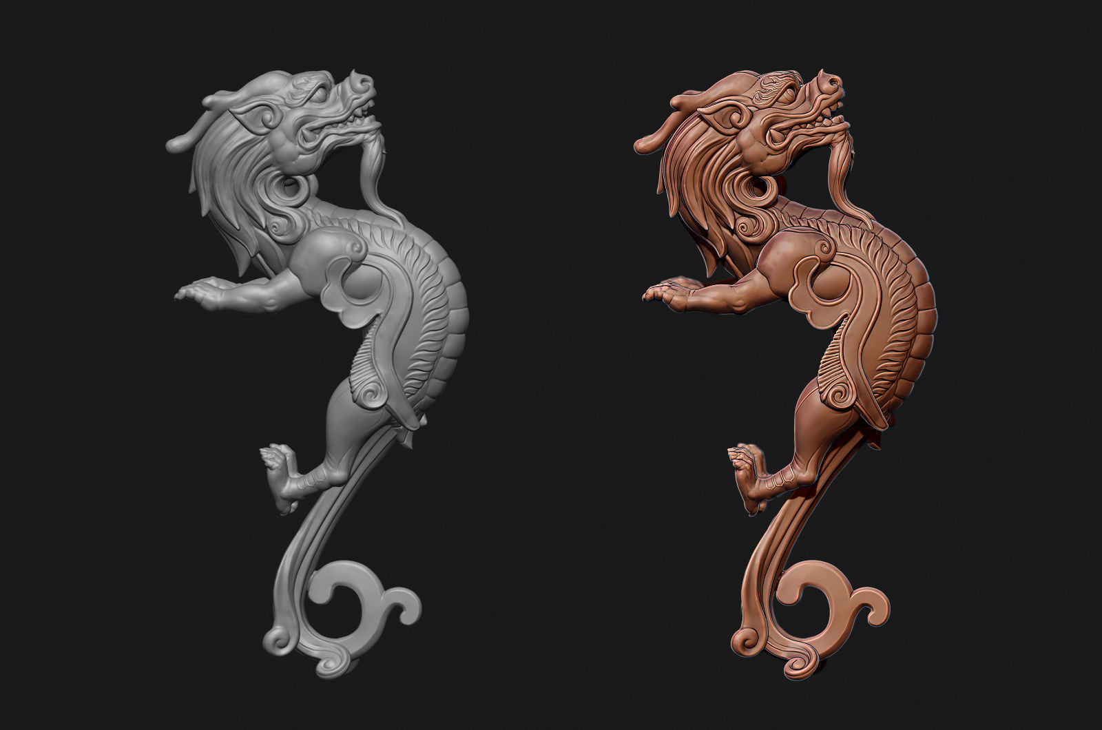 Kirin  mythical beast grip  statue 3D print model_9