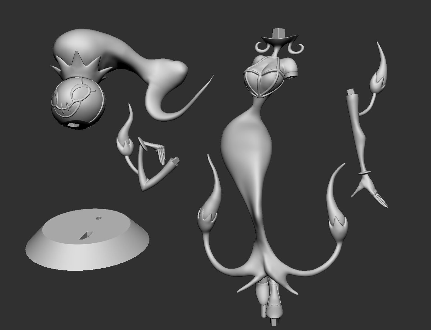 Chandelure statue with flames 3D print model_8