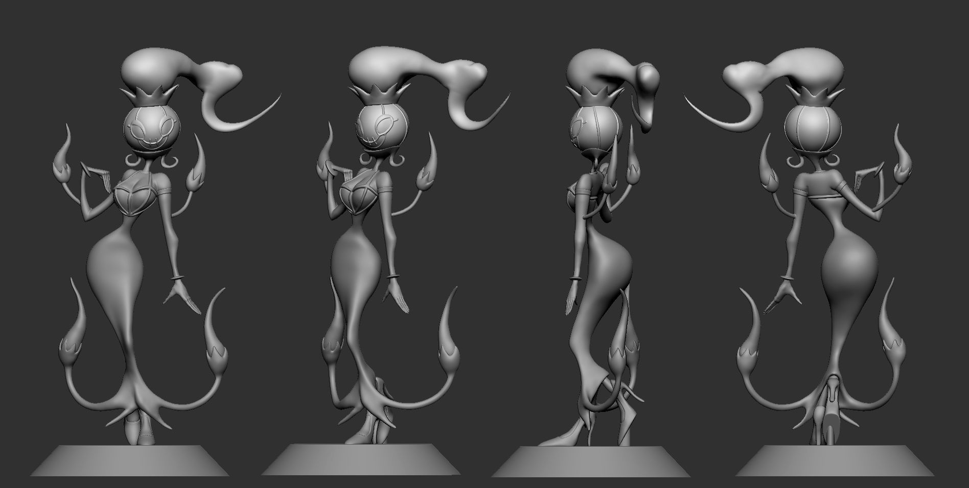 Chandelure statue with flames 3D print model_4