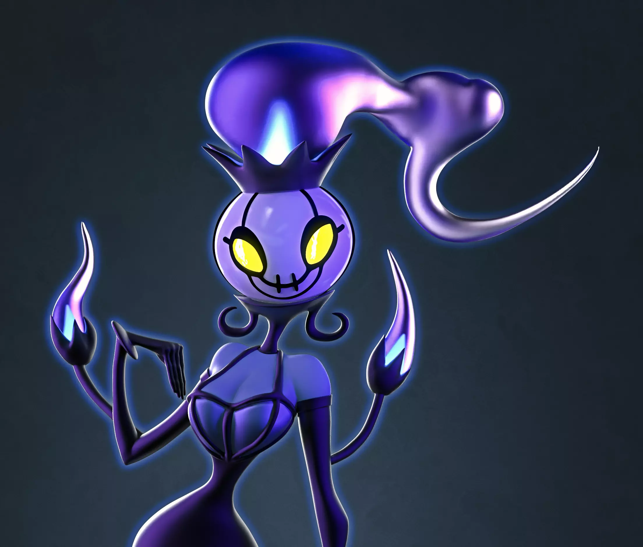 Chandelure statue with flames 3D print model_0