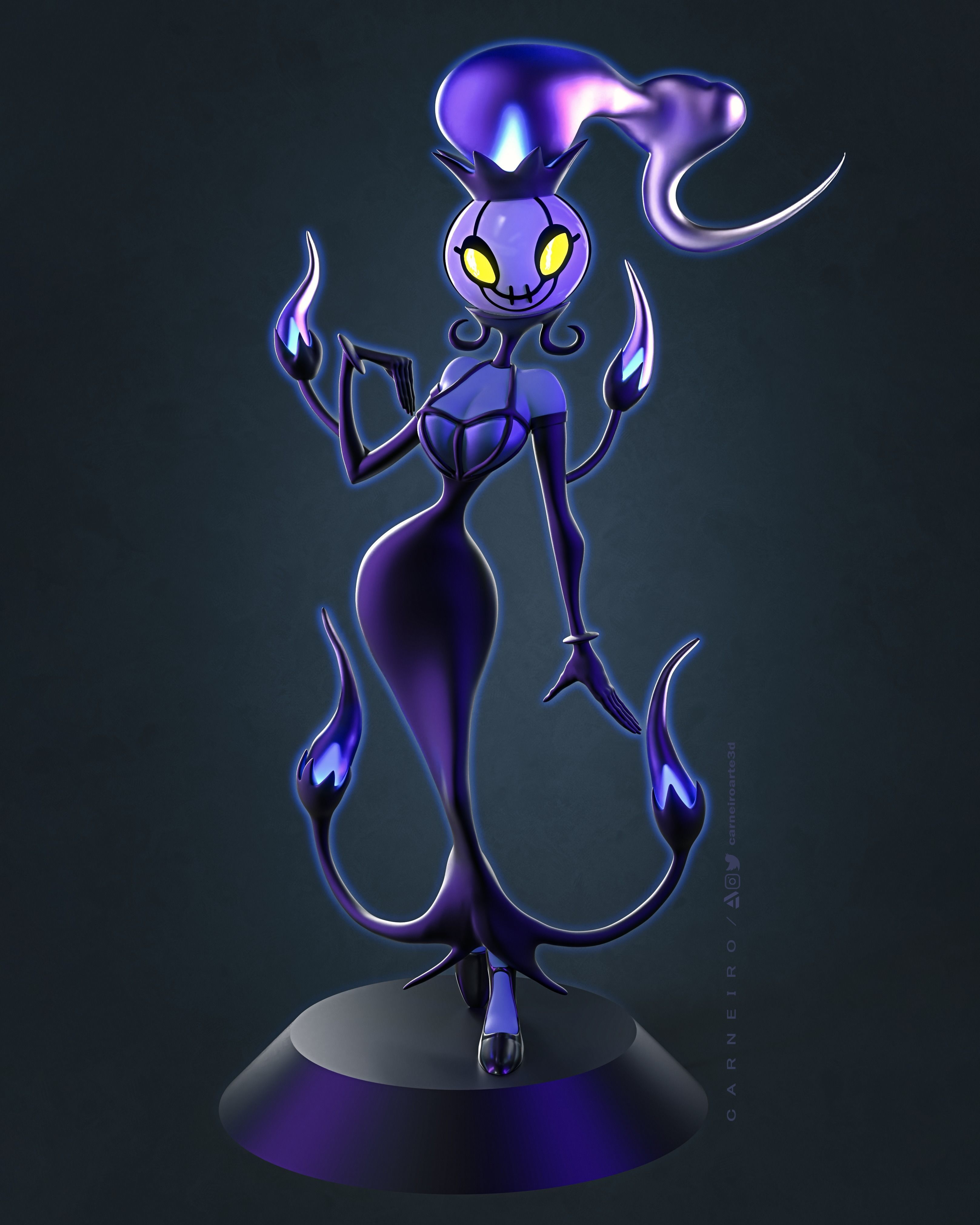 Chandelure statue with flames 3D print model_1