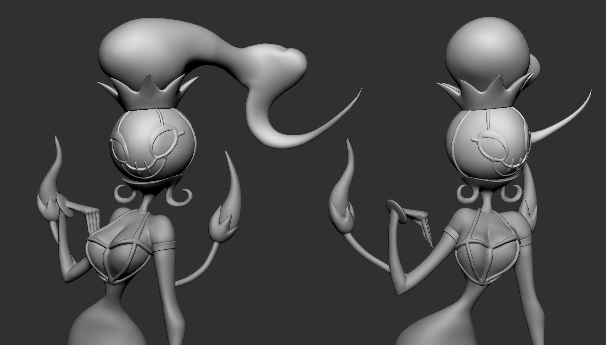 Chandelure statue with flames 3D print model_5