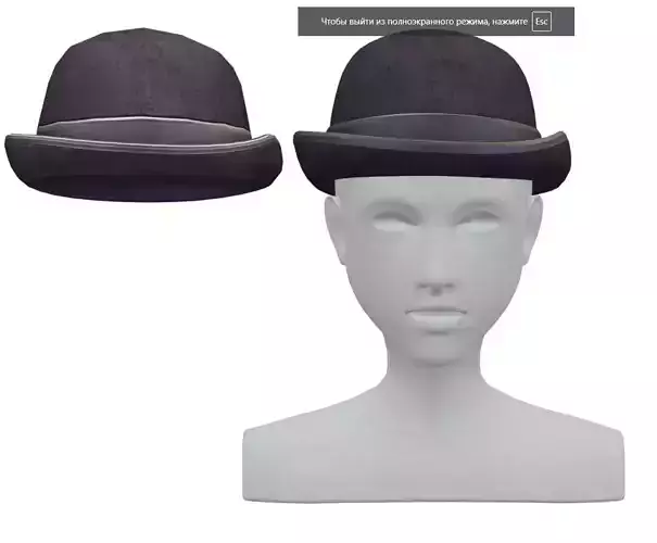 Cartoon High Poly Subdivision Black Bowler
