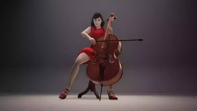Female Cellist Low-poly 3D model