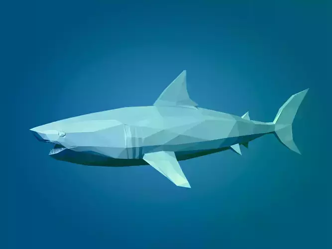 LowPoly Great White Shark Low-poly 3D model