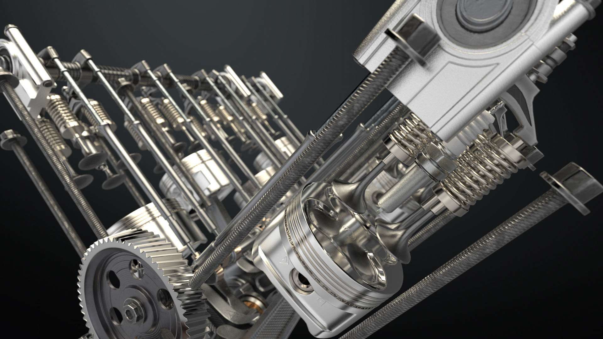 V8 Engine Working Animated 3D model_16