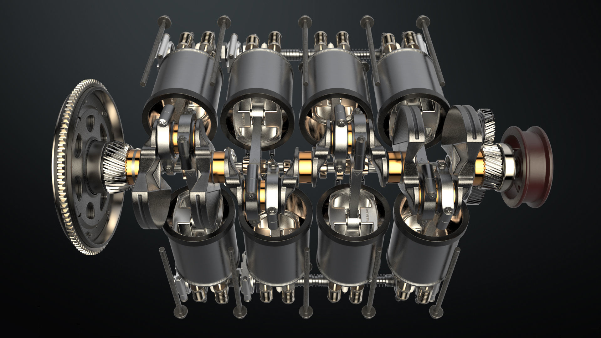 V8 Engine Working Animated 3D model_7