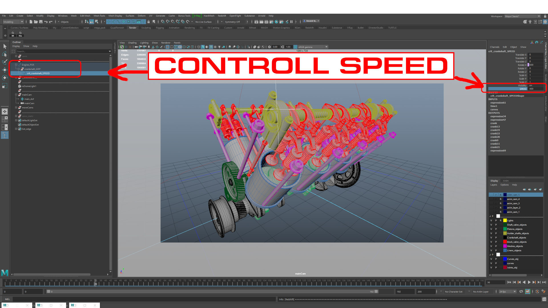 V8 Engine Working Animated 3D model_33