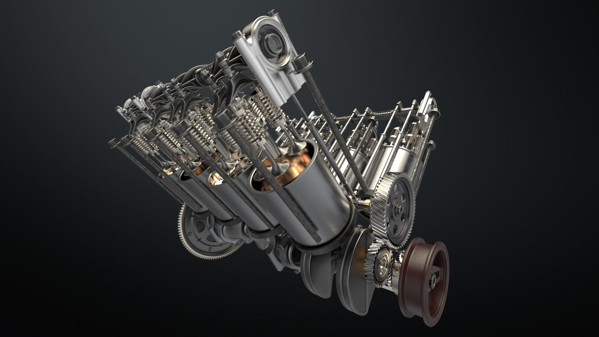 V8 Engine Working Animated 3D model_8