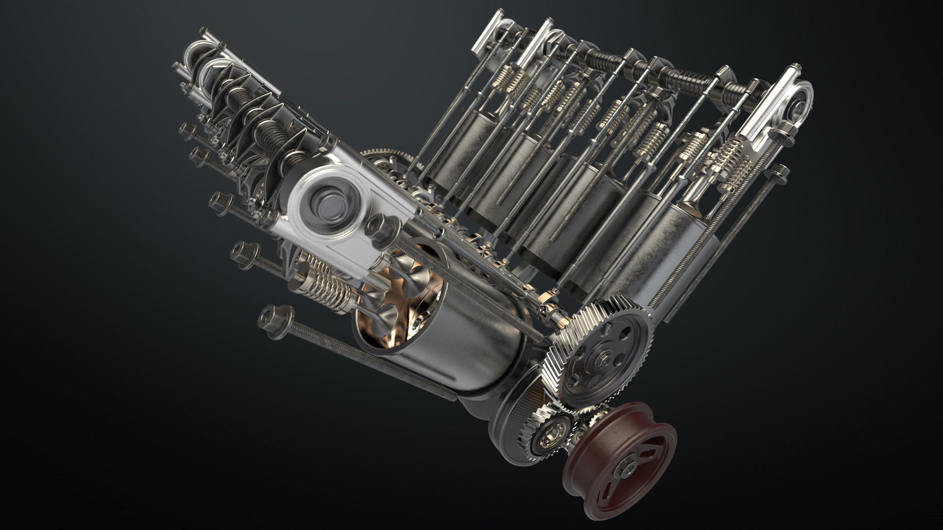 V8 Engine Working Animated 3D model_17
