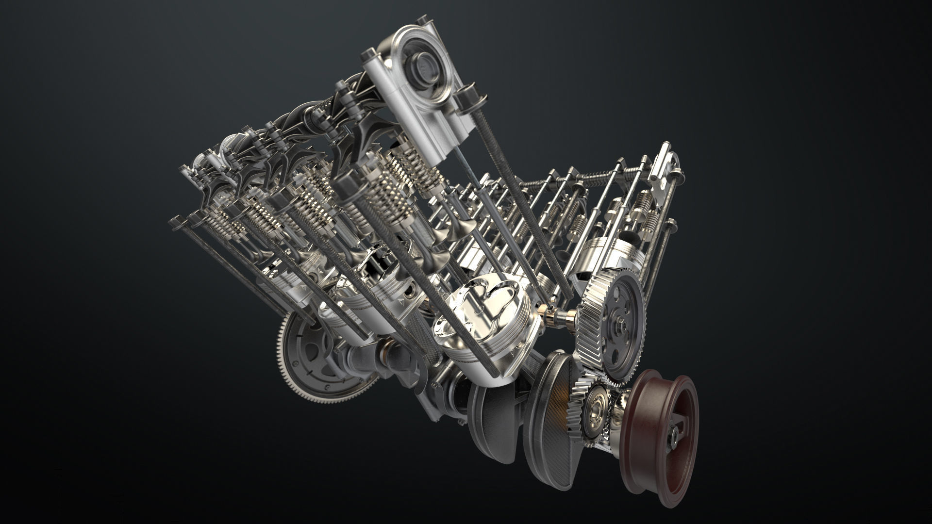 V8 Engine Working Animated 3D model_9