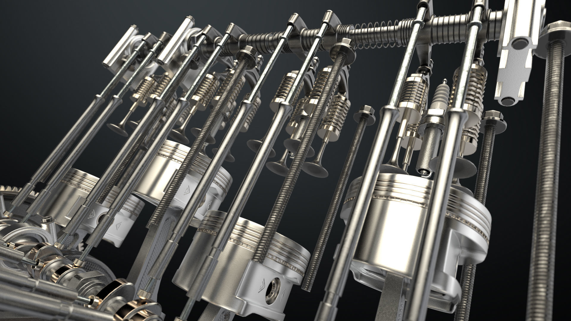 V8 Engine Working Animated 3D model_11