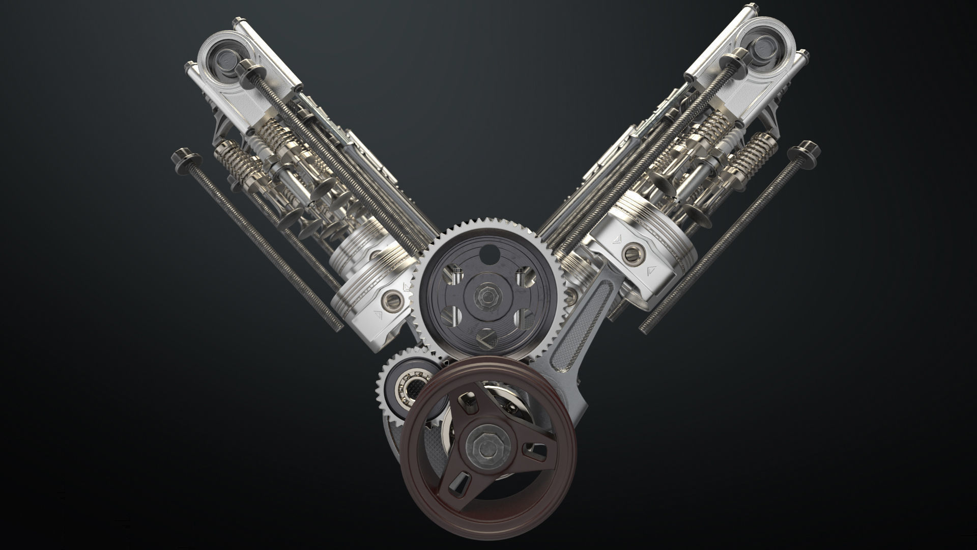 V8 Engine Working Animated 3D model_12