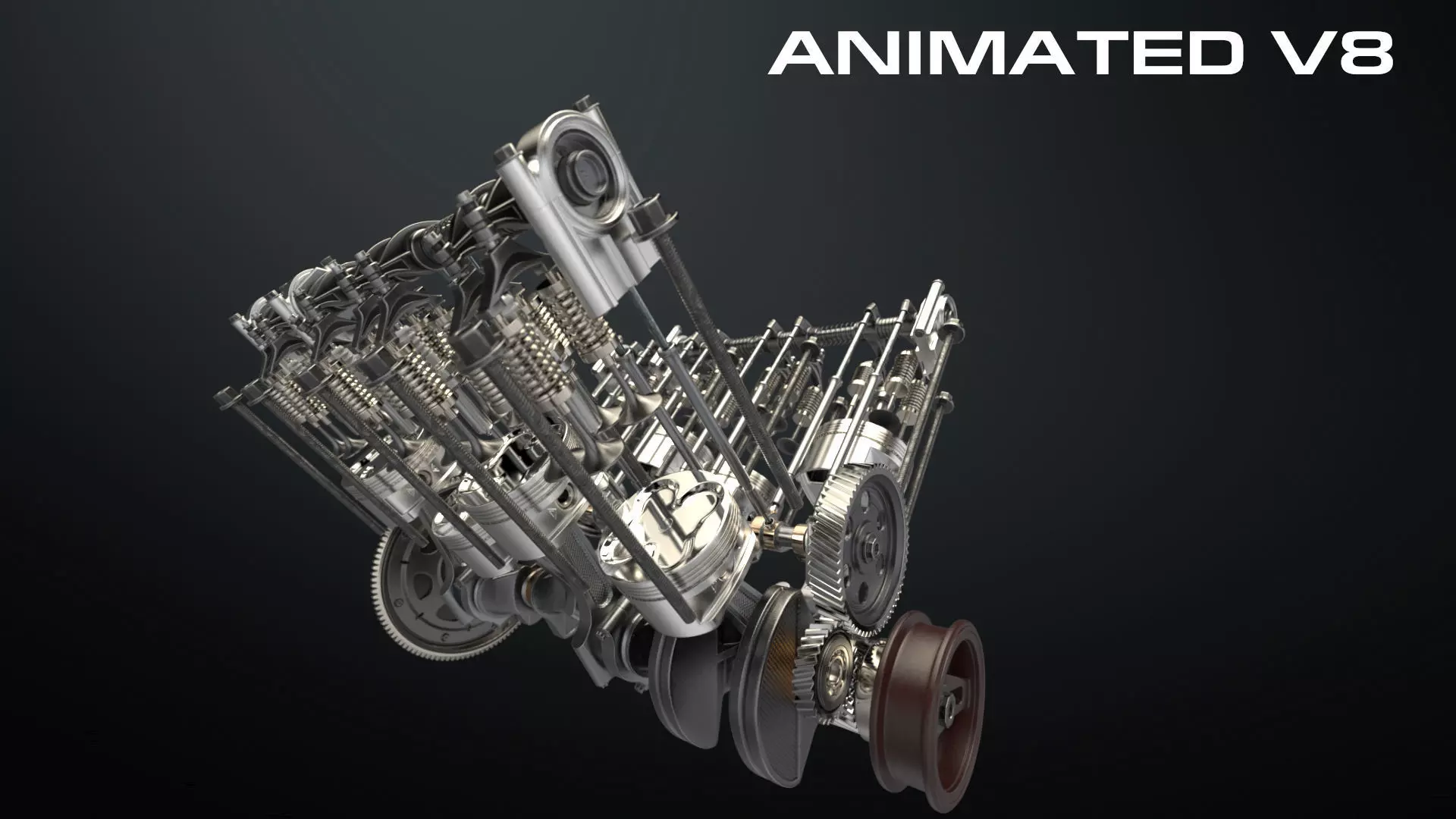 V8 Engine Working Animated 3D model_0